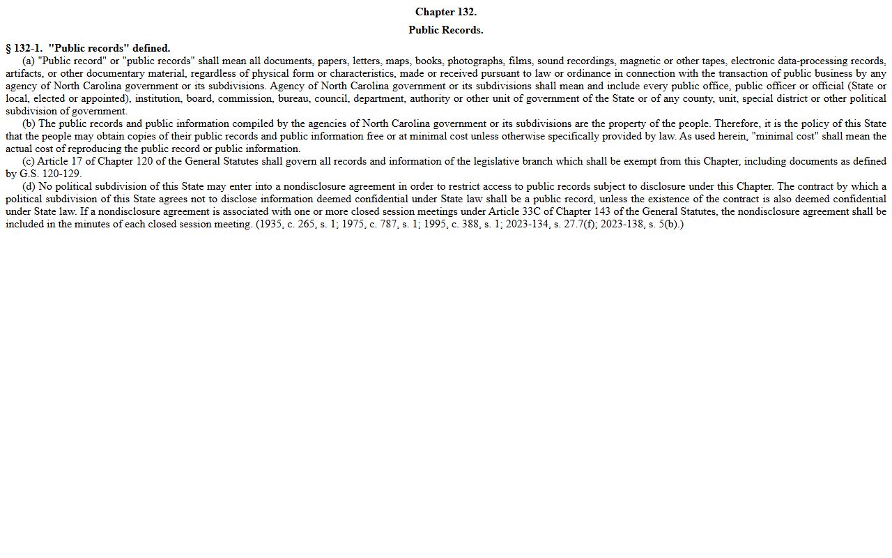 Lincoln County Clerk of Superior Court NC public records definition