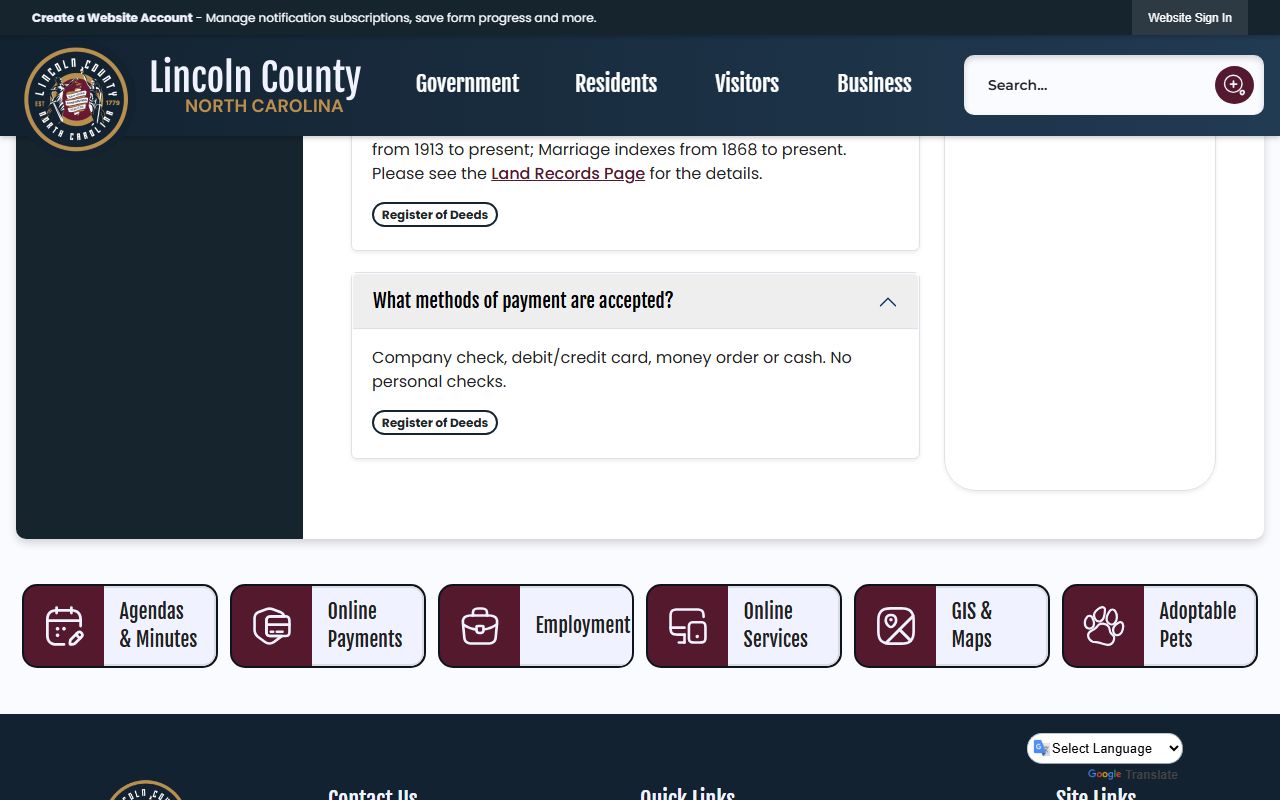 Lincoln County Clerk of Superior Court Register of Deeds record date FAQ