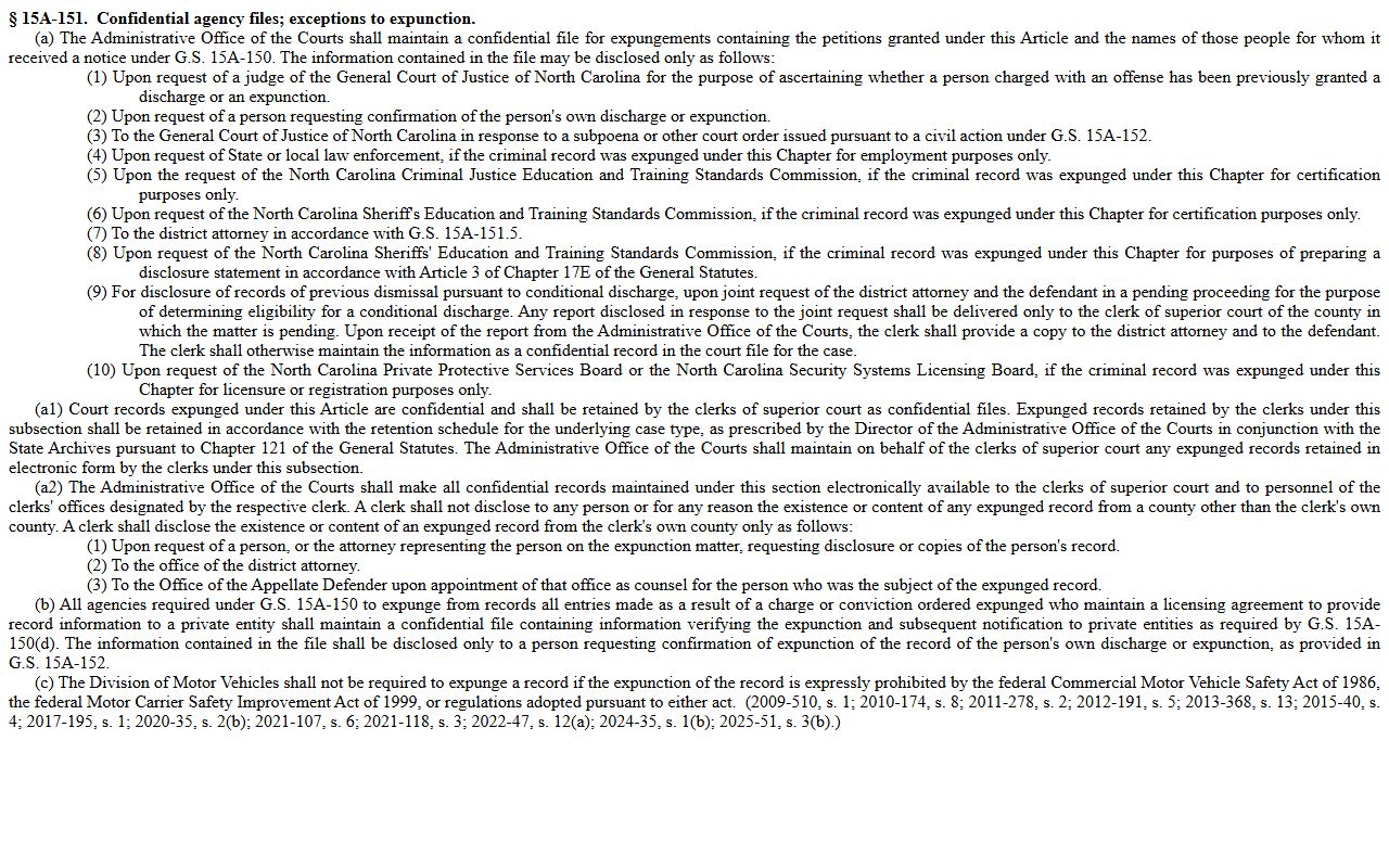 Lincoln County criminal court records confidential expunction files