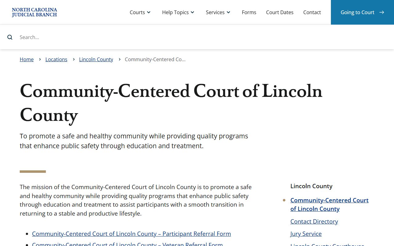 Lincoln County court records Community-Centered Court page