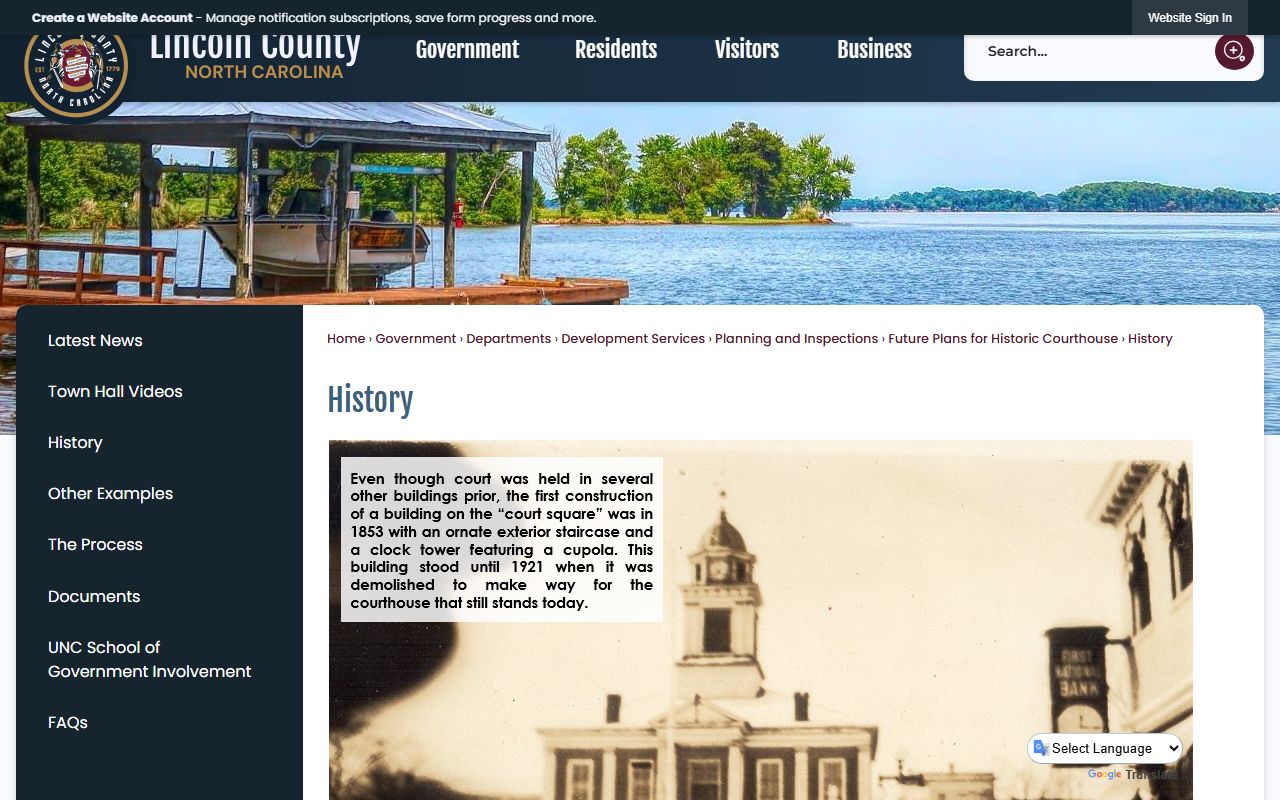 Lincoln County court records history page