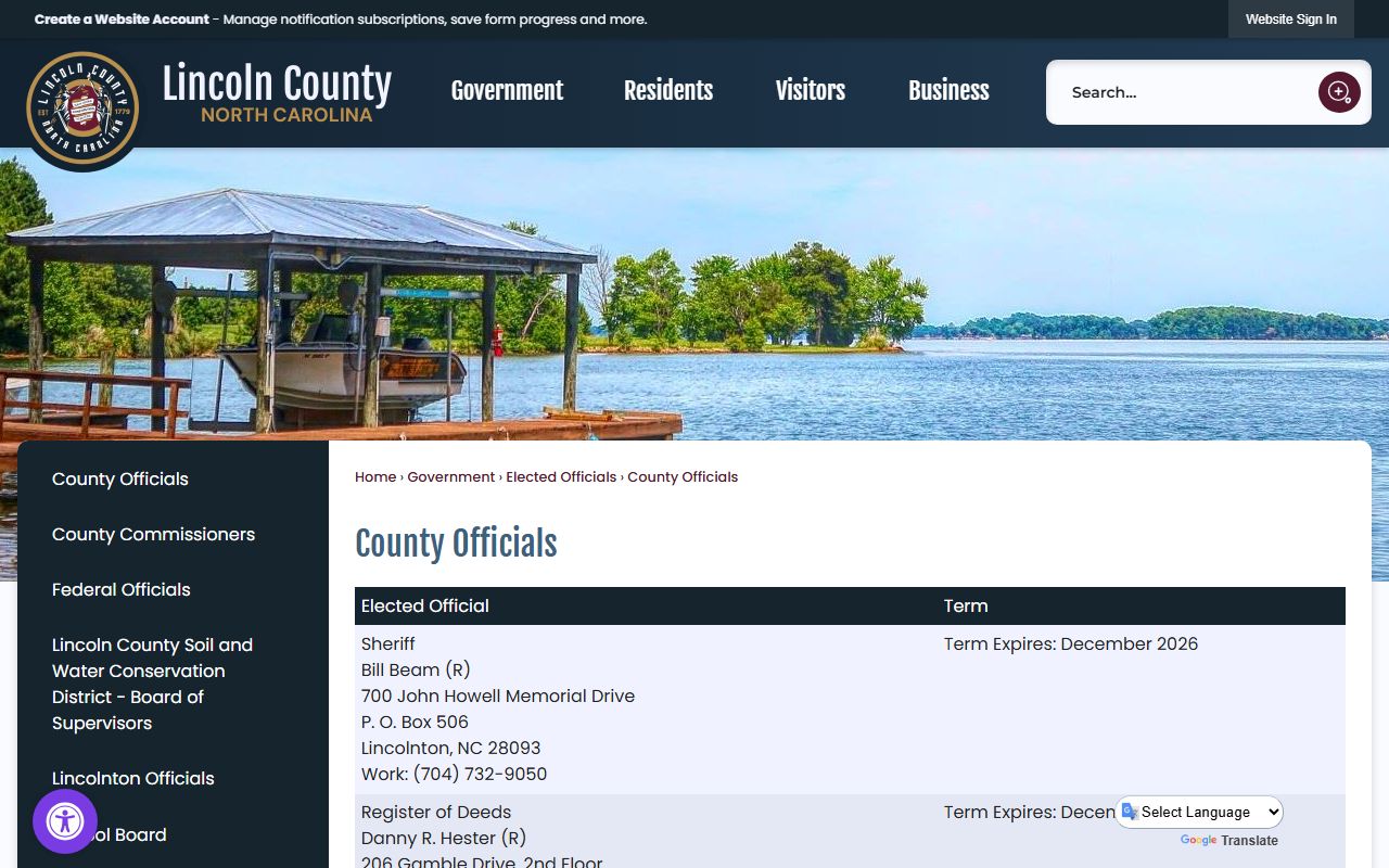 Lincoln County court records elected officials page