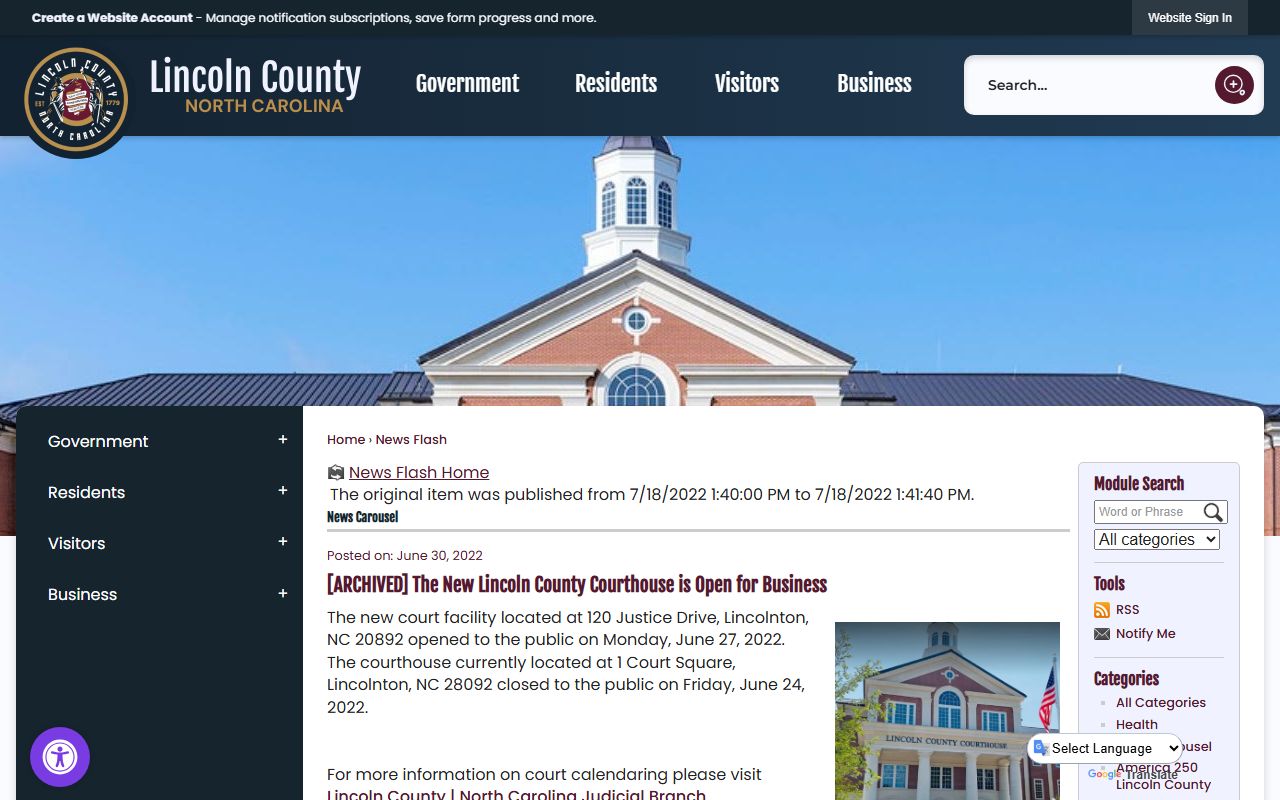 Lincoln County court records new courthouse opening notice