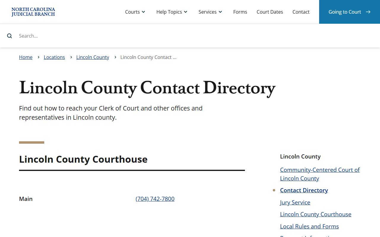 Lincoln County court records contact directory