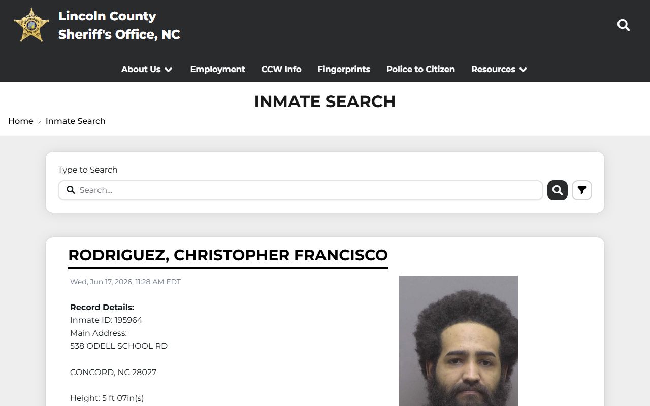 Lincoln County inmate search sheriff roster page