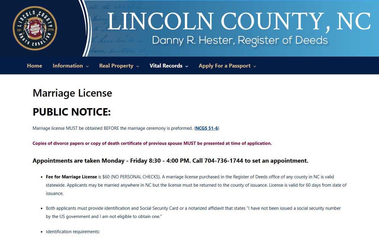 Lincoln County marriage records marriage license process