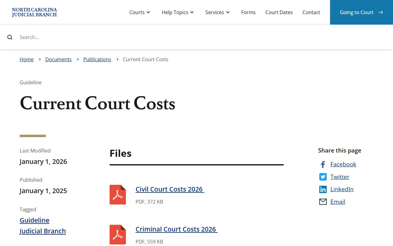 Lincoln County probate records current court costs
