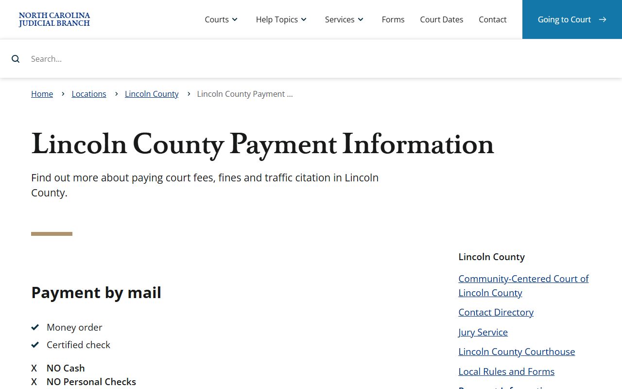 Lincoln County traffic court records payment information