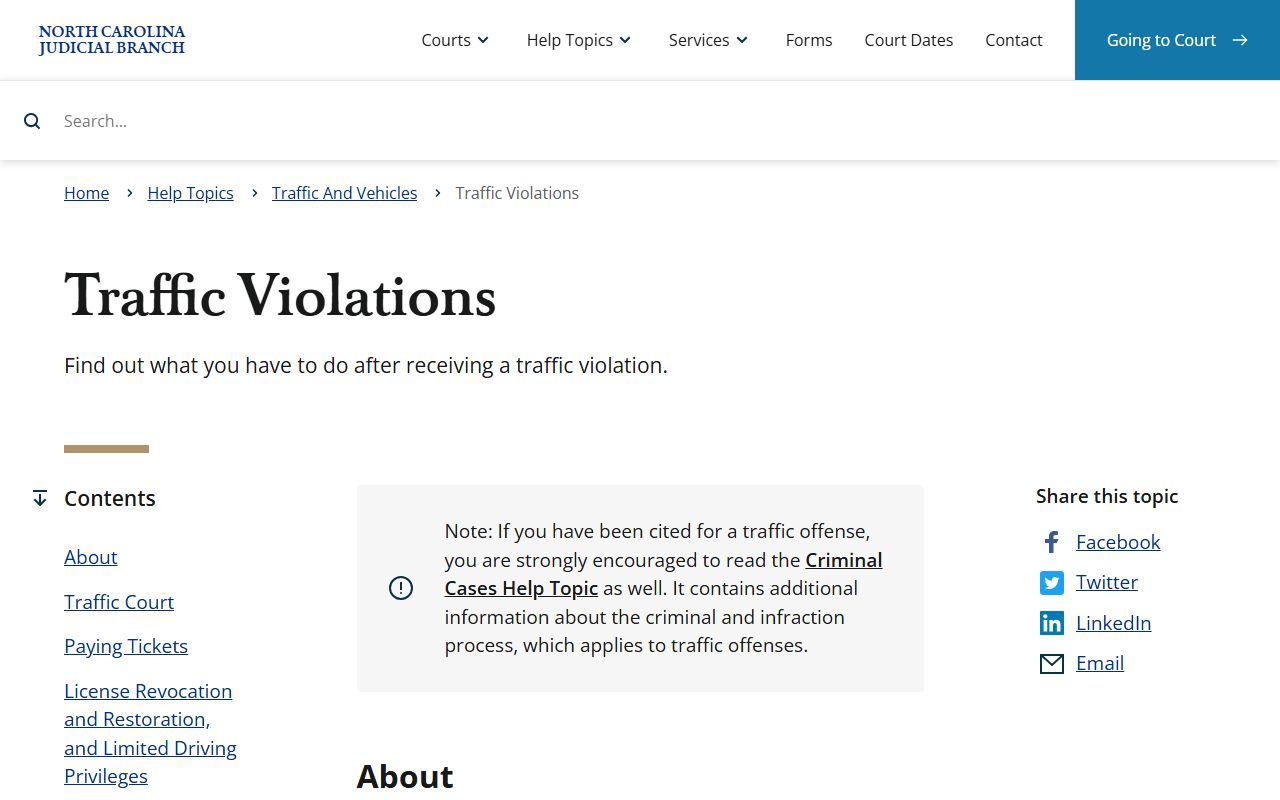 Lincoln County traffic court records NC traffic violations help