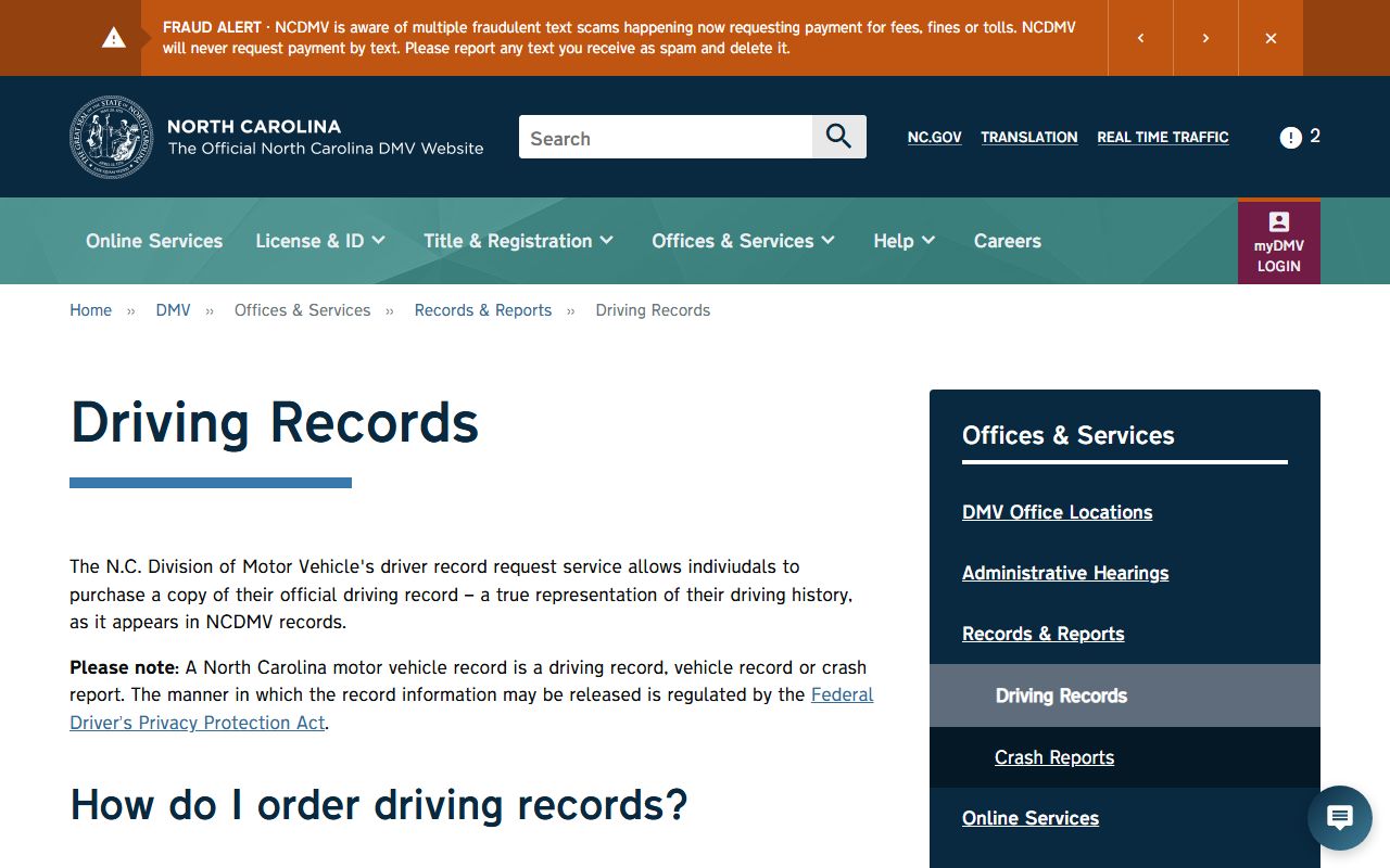 Lincoln County traffic court records NCDMV driver record distinction