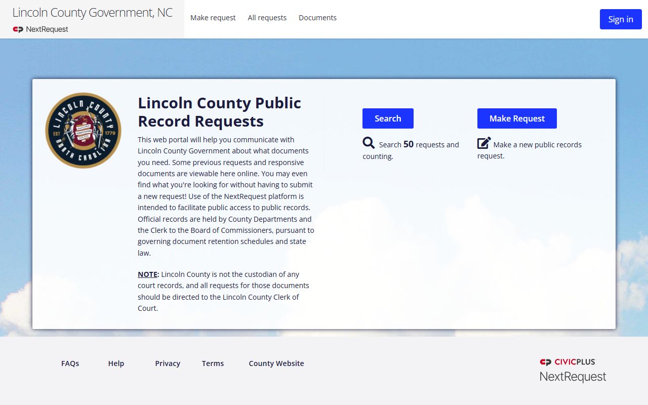 Lincoln County warrant search public records request portal